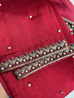 MARRON HANDWORK  ROUND V-NECK BLOUSE HANDMADEAHOLIC BY MISHKA