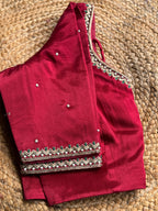 MARRON HANDWORK  ROUND V-NECK BLOUSE HANDMADEAHOLIC BY MISHKA