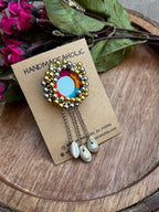 Handcrafted Mirror-Work Boho Hair Pin with Ghunghroo & Cowrie Shell Charms