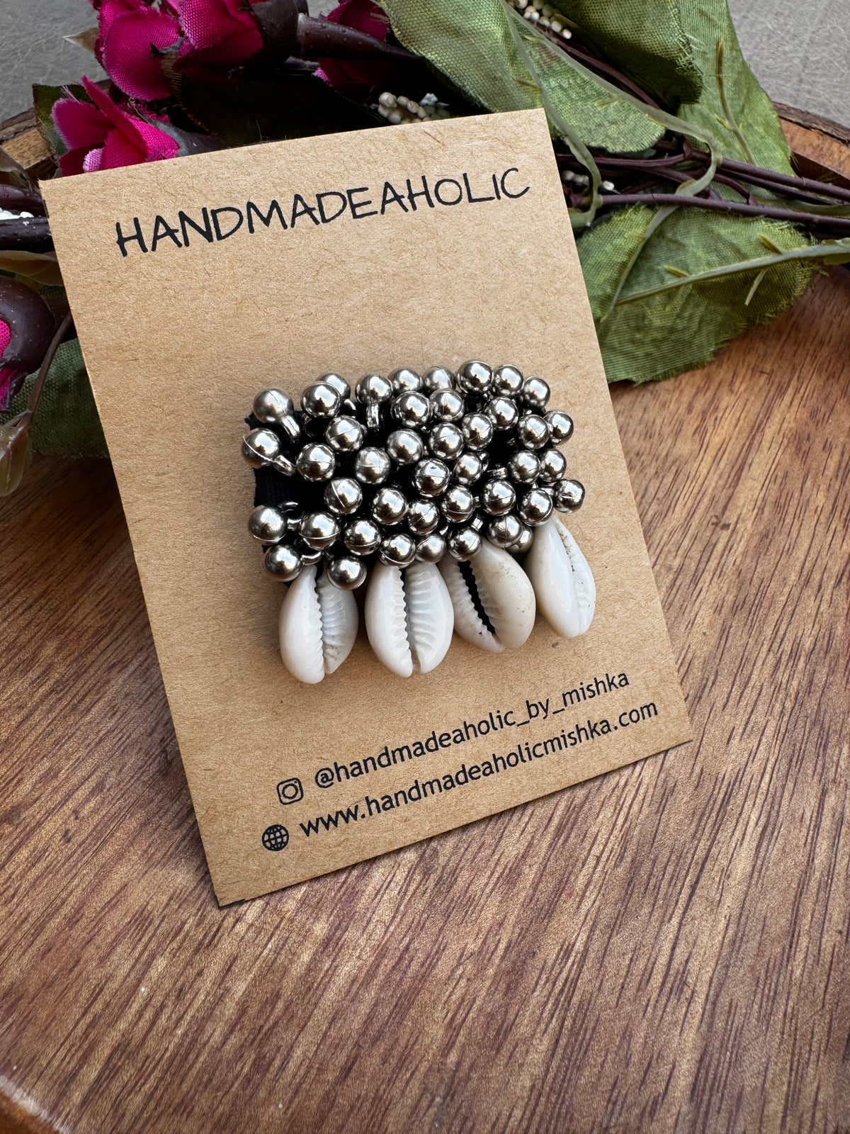 Handcrafted Tribal Cowrie Shell & Ghungroo Hair Pin – Boho-Chic Mirror Work Hair Accessory