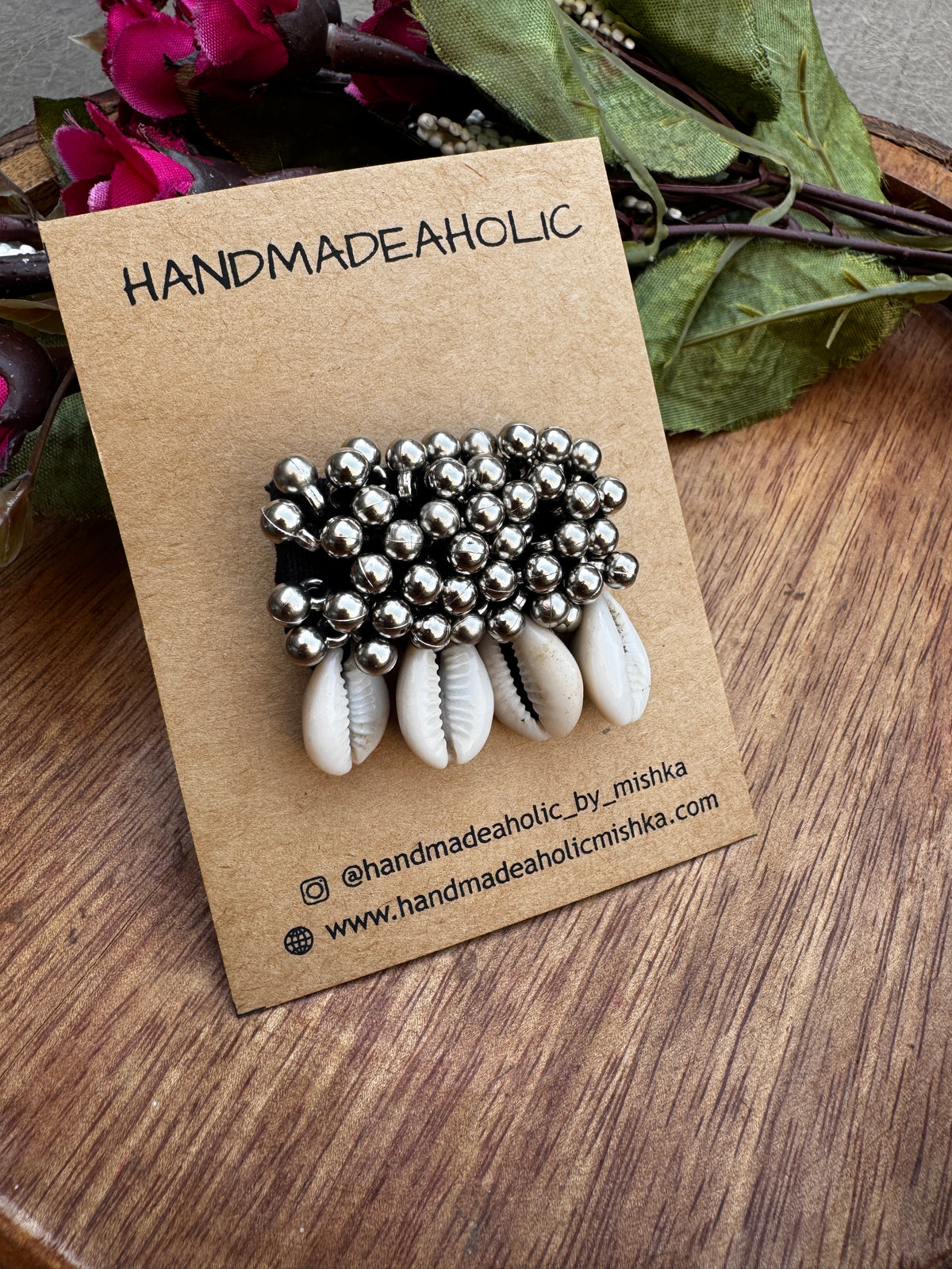 Handcrafted Tribal Cowrie Shell & Ghungroo Hair Pin – Boho-Chic Mirror Work Hair Accessory