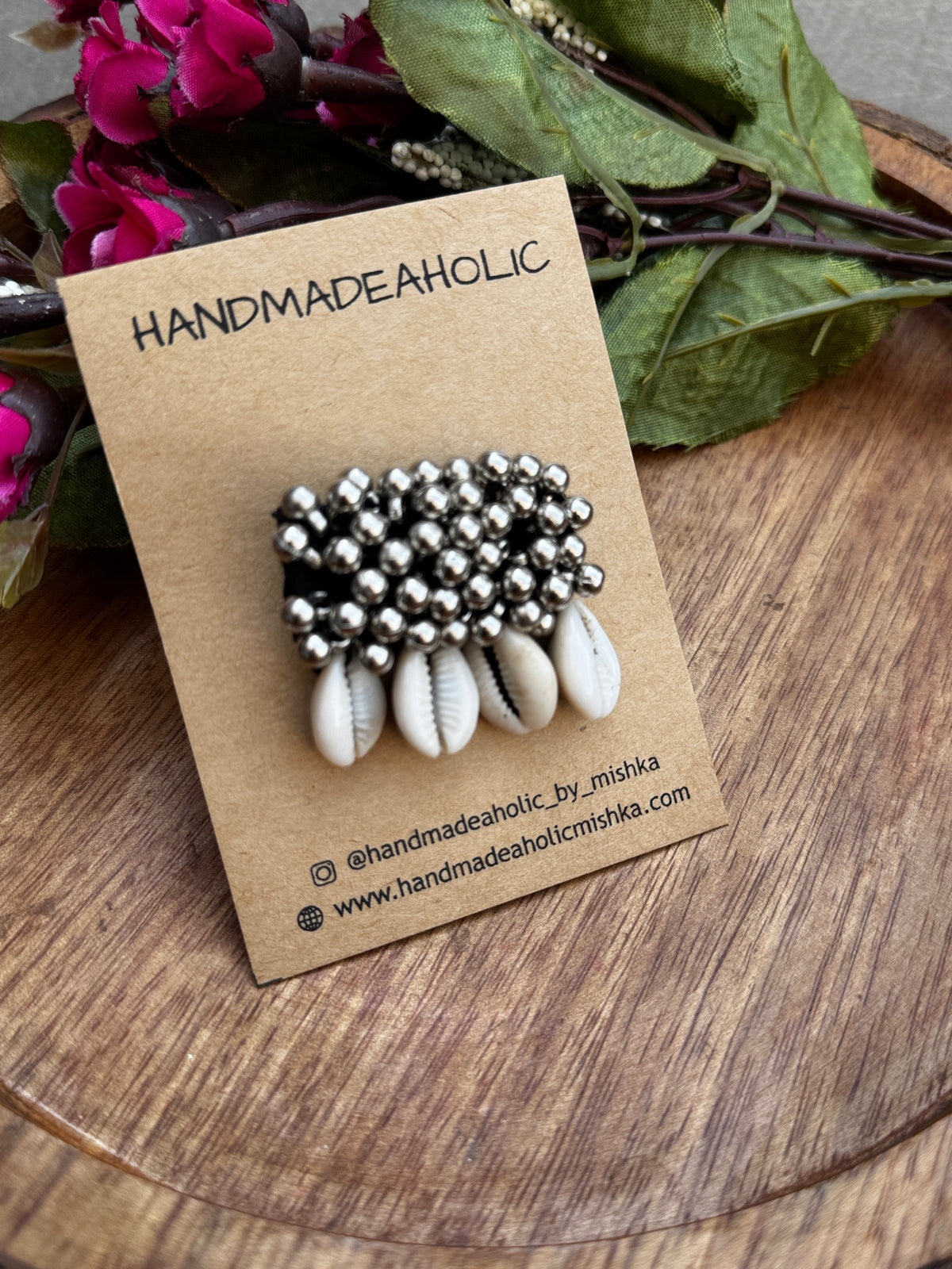 Handcrafted Tribal Cowrie Shell & Ghungroo Hair Pin – Boho-Chic Mirror Work Hair Accessory