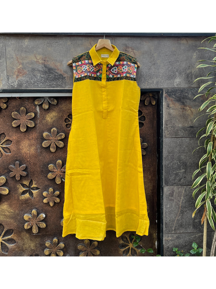 BOHO YELLOW A-LINE KURTIES HANDMADEAHOLIC BY MISHKA