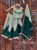 GREEN LIGHT AND DARK KIDS CHOLI RAAS'25 HANDMADEAHOLIC BY MISHKA