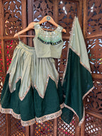 GREEN LIGHT AND DARK KIDS CHOLI RAAS'25 HANDMADEAHOLIC BY MISHKA