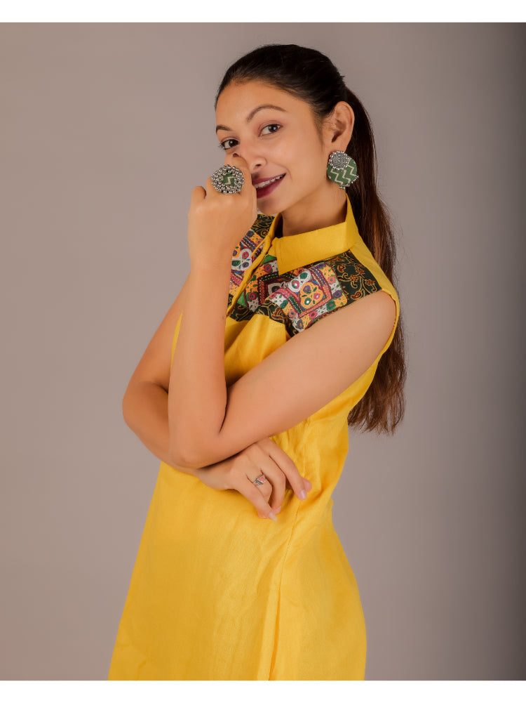 BOHO YELLOW A-LINE KURTIES HANDMADEAHOLIC BY MISHKA