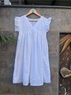 V NECK SCHIFFY WHITE SMOCK DRESS HANDMADEAHOLIC BY MISHKA