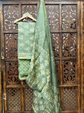 Sage Green Handblock Chanderi Silk Suit Set HANDMADEAHOLIC BY MISHKA