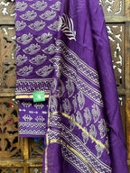 Regal Plum Hand-Block Chanderi Silk Unstitched Suit Set HANDMADEAHOLIC BY MISHKA