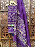 Regal Plum Hand-Block Chanderi Silk Unstitched Suit Set HANDMADEAHOLIC BY MISHKA