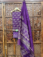 Regal Plum Hand-Block Chanderi Silk Unstitched Suit Set HANDMADEAHOLIC BY MISHKA