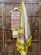 Earthy Maroon & Mustard Chanderi Silk Handblock Suit Set HANDMADEAHOLIC BY MISHKA