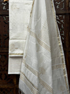 Ethereal Ivory Chanderi Silk Handblock Suit Set HANDMADEAHOLIC BY MISHKA