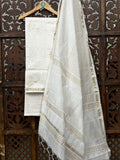 Ethereal Ivory Chanderi Silk Handblock Suit Set HANDMADEAHOLIC BY MISHKA