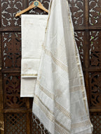 Ethereal Ivory Chanderi Silk Handblock Suit Set HANDMADEAHOLIC BY MISHKA
