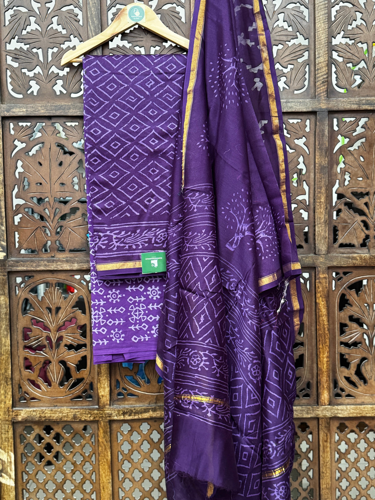 Regal Deep Purple Chanderi Silk Hand-Block Suit Set HANDMADEAHOLIC BY MISHKA
