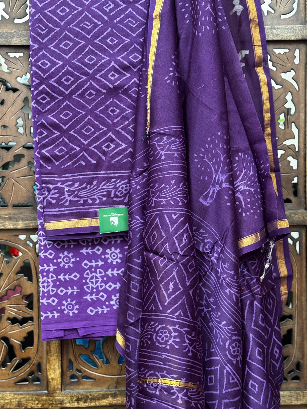 Regal Deep Purple Chanderi Silk Hand-Block Suit Set HANDMADEAHOLIC BY MISHKA