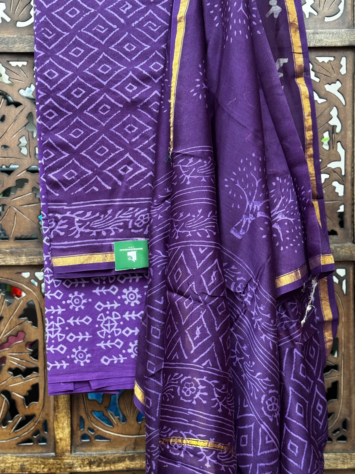 Regal Deep Purple Chanderi Silk Hand-Block Suit Set HANDMADEAHOLIC BY MISHKA