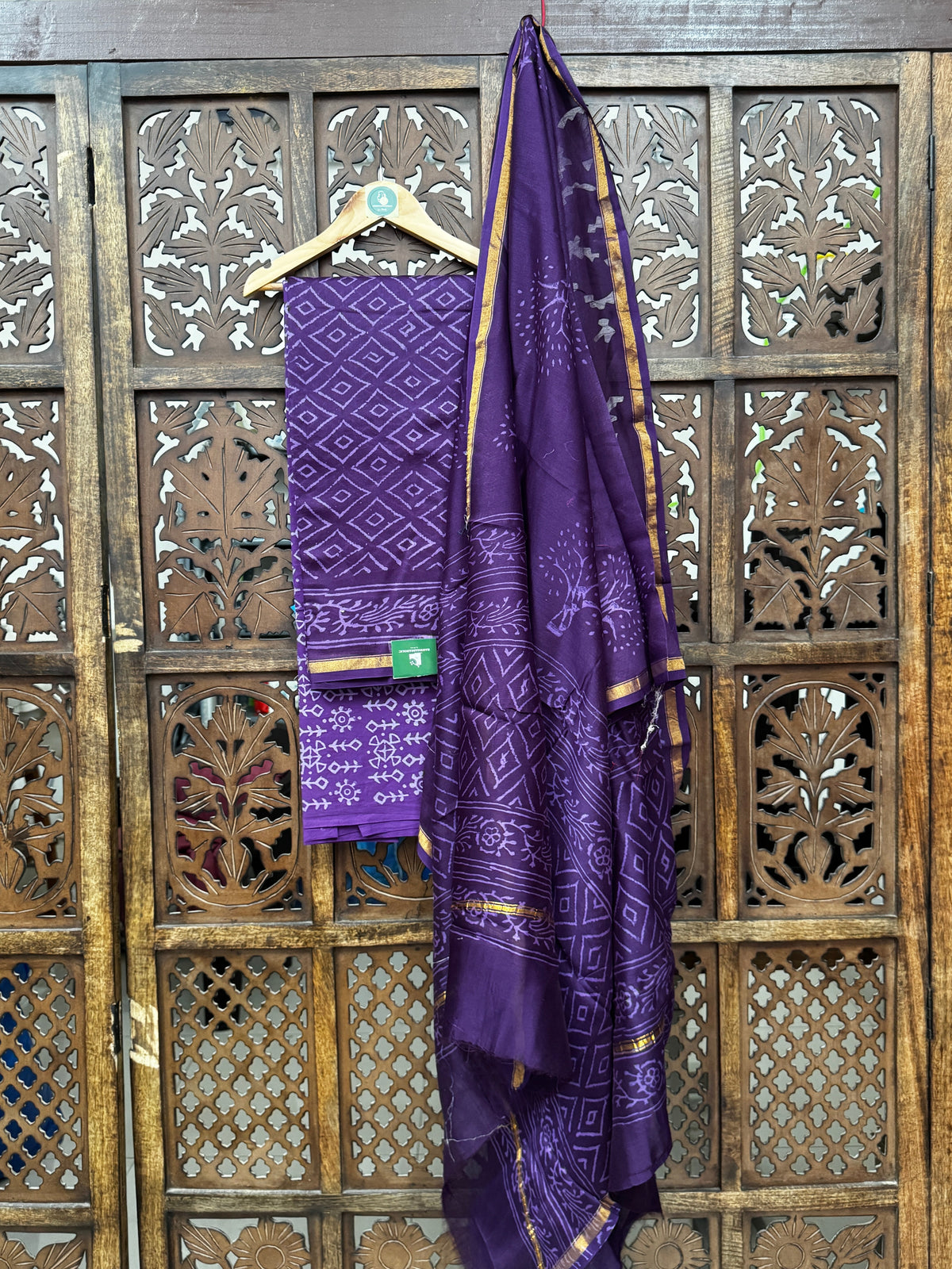 Regal Deep Purple Chanderi Silk Hand-Block Suit Set HANDMADEAHOLIC BY MISHKA