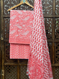 Blush Coral Paisley Handblock Cotton Unstitched Suit Set HANDMADEAHOLIC BY MISHKA