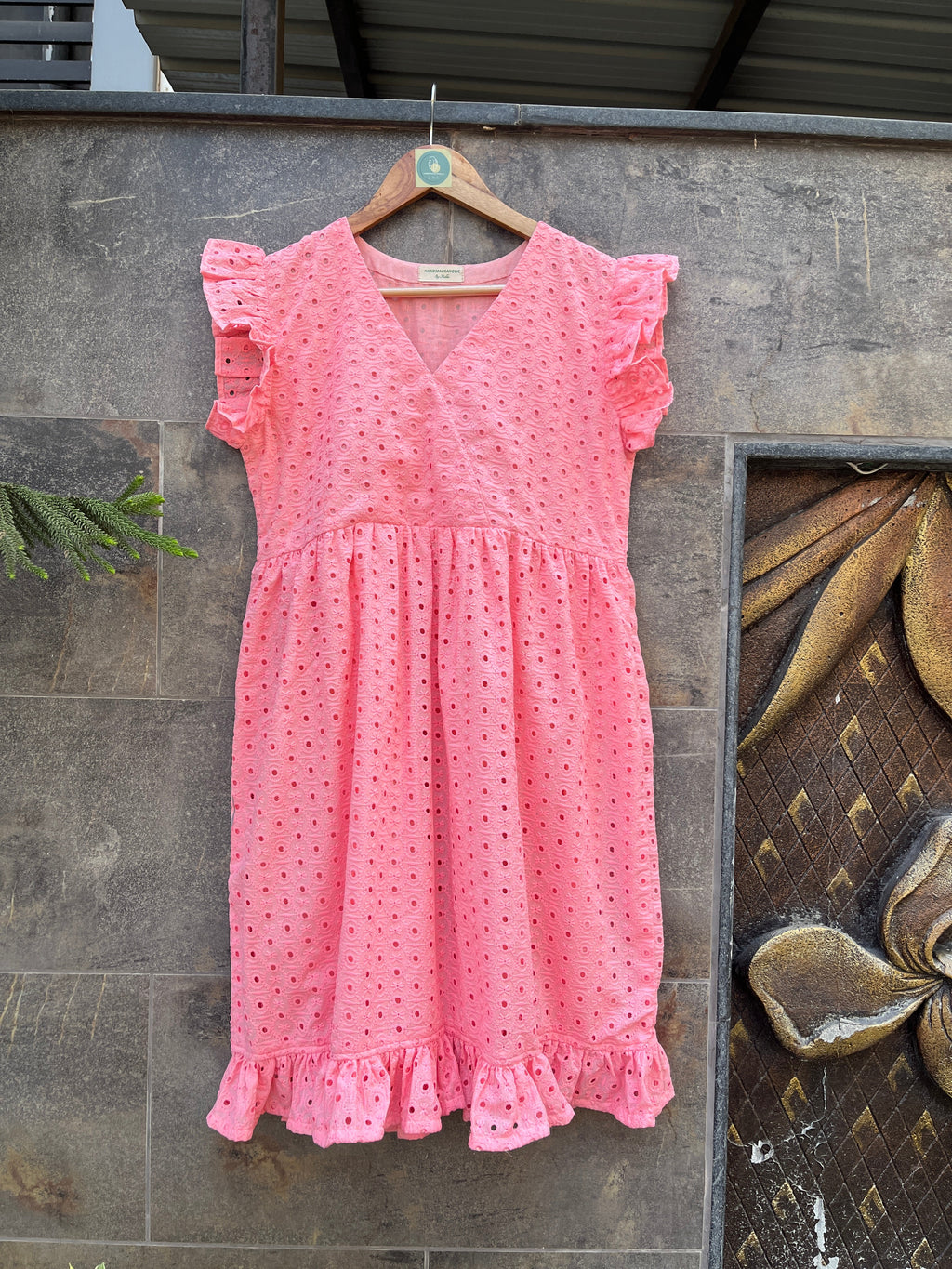 PEACH SCHIFFLY KURTIES HANDMADEAHOLIC BY MISHKA