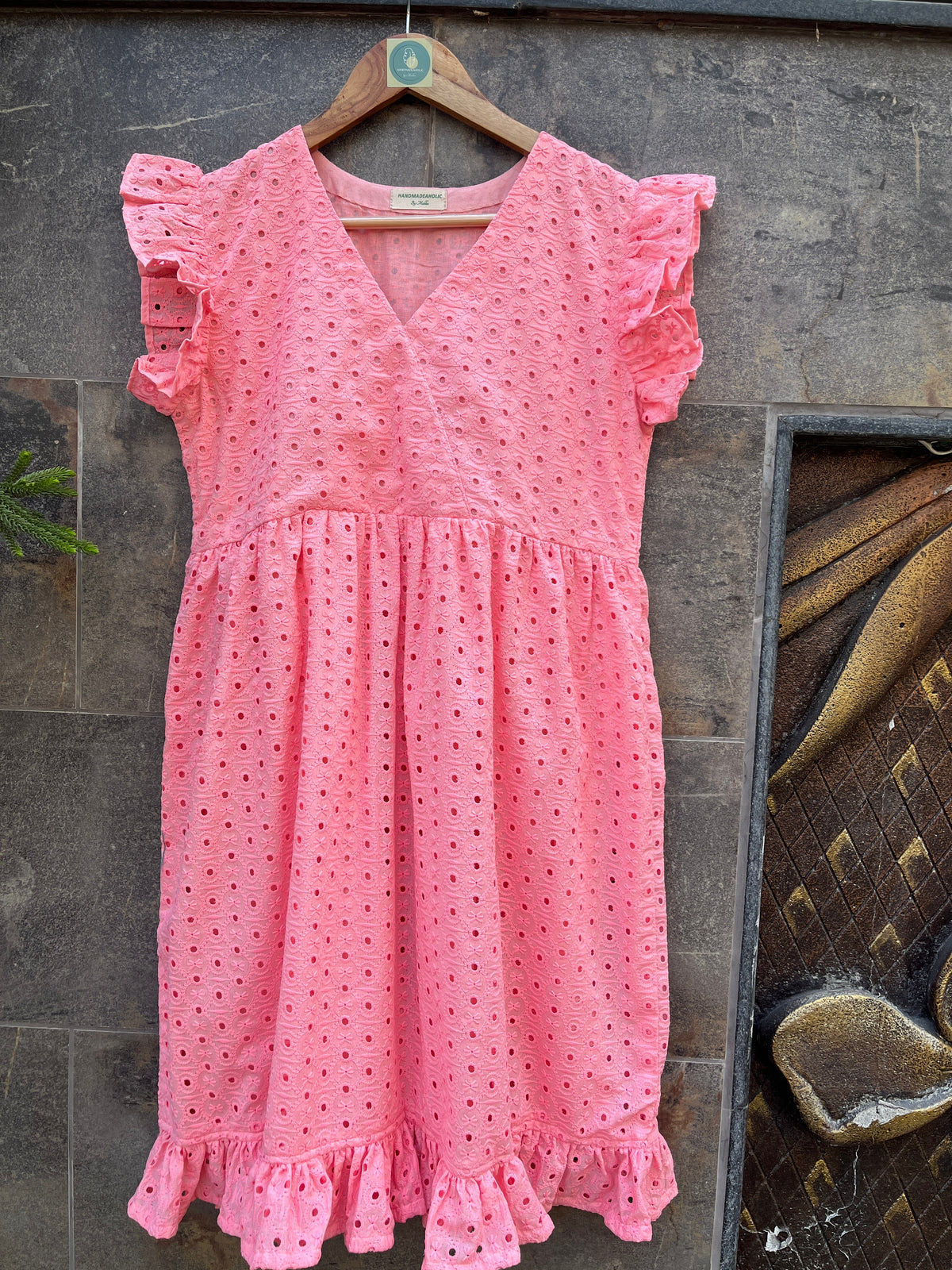PEACH SCHIFFLY KURTIES HANDMADEAHOLIC BY MISHKA