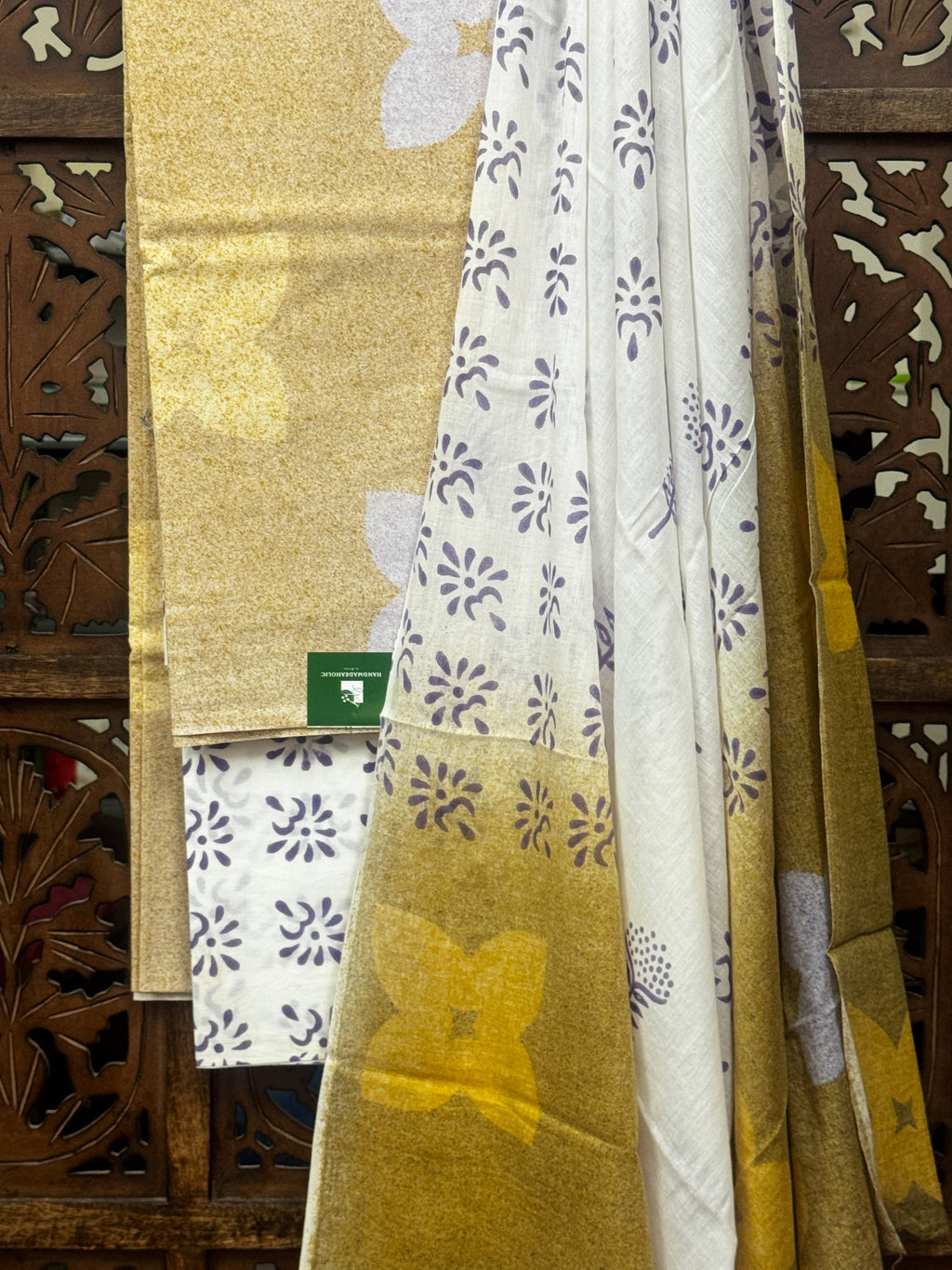 Saffron Bloom Hand-Block Cotton Suit Set HANDMADEAHOLIC BY MISHKA