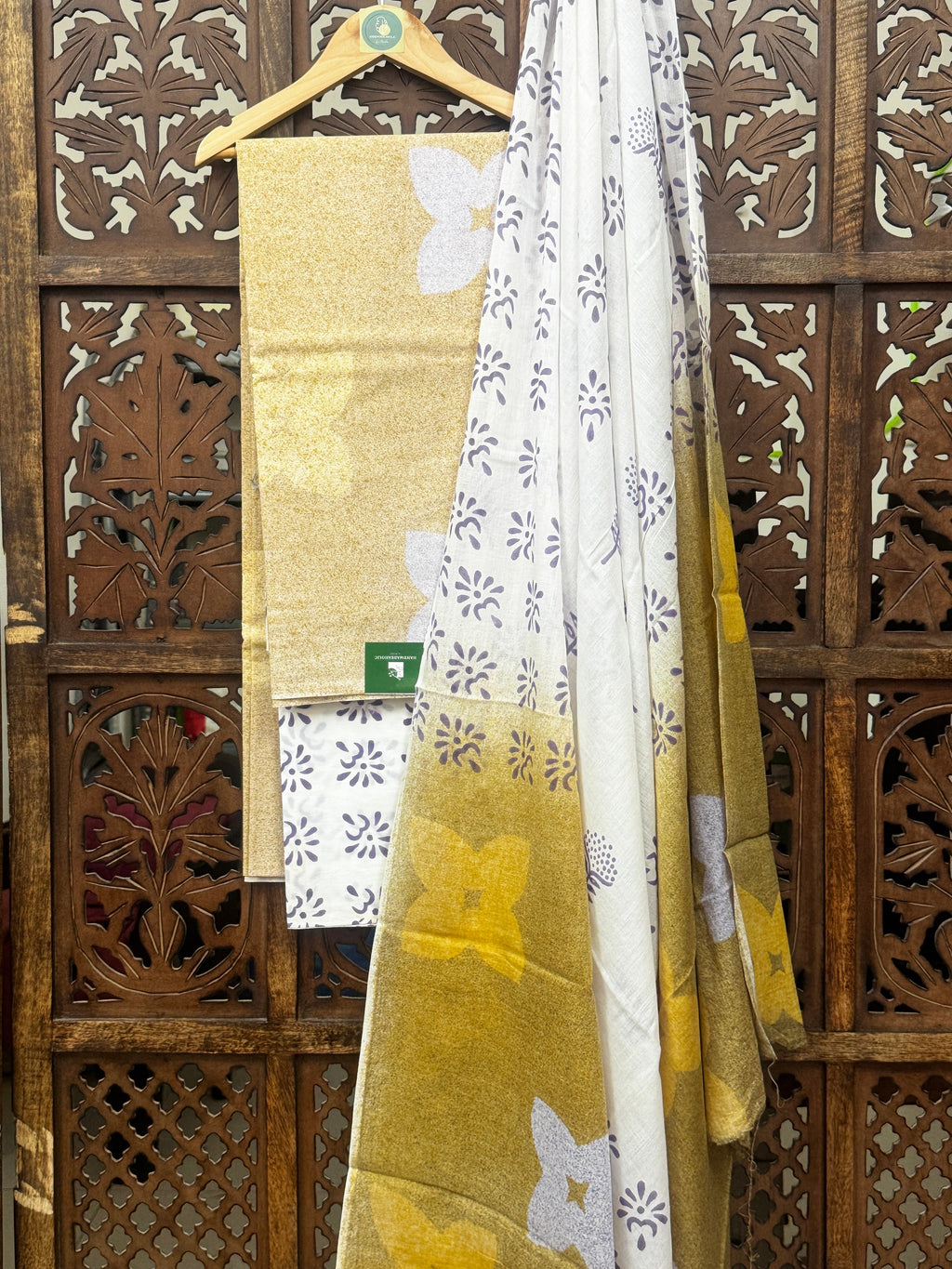 Saffron Bloom Hand-Block Cotton Suit Set HANDMADEAHOLIC BY MISHKA