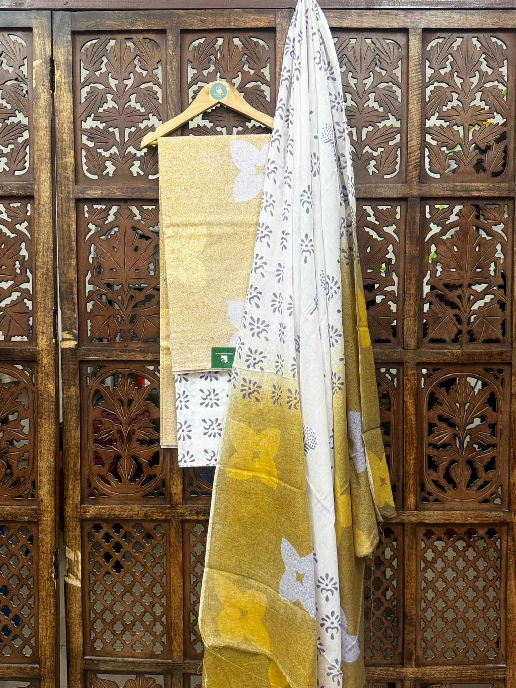 Saffron Bloom Hand-Block Cotton Suit Set HANDMADEAHOLIC BY MISHKA