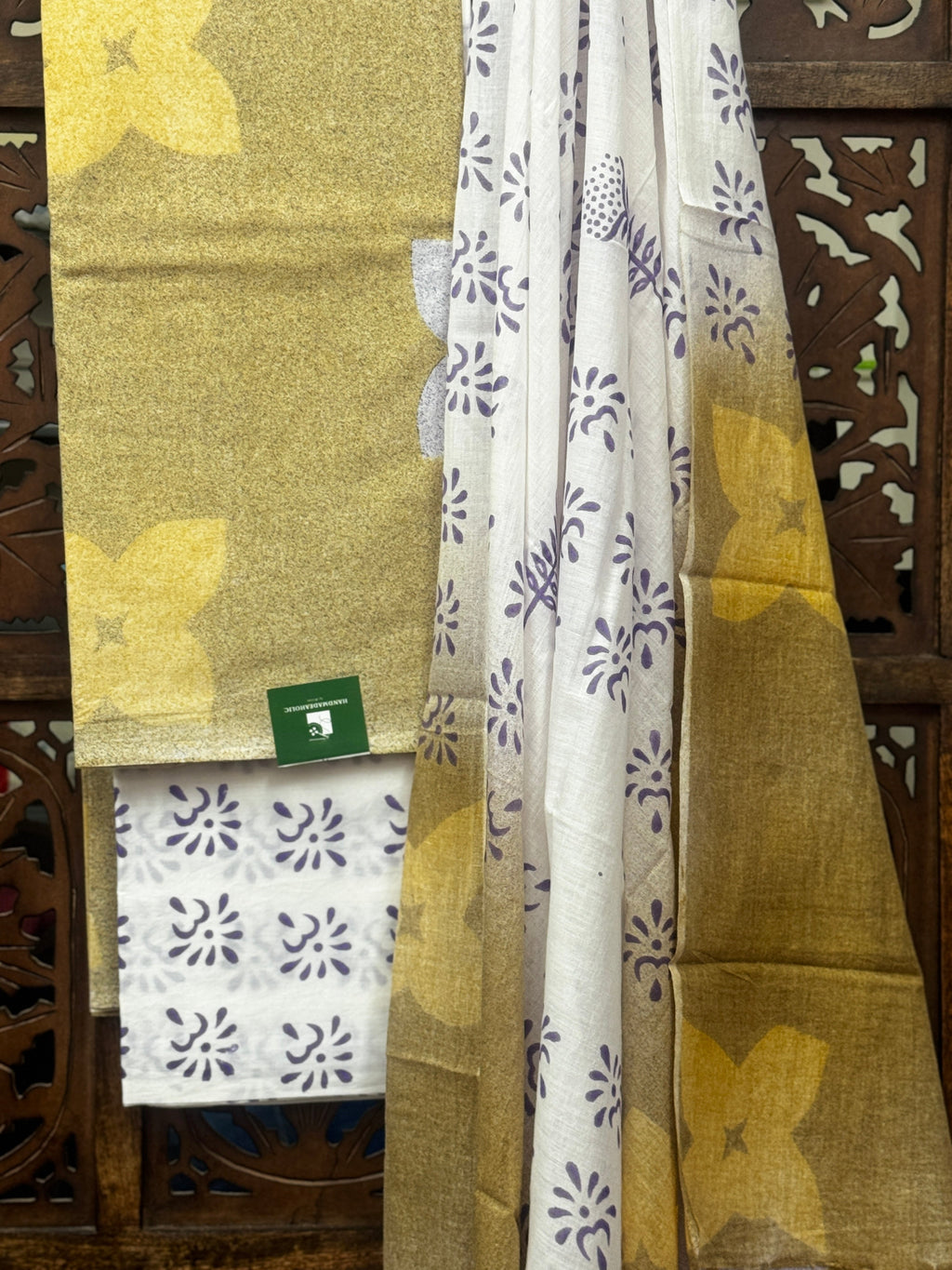 Olive & Mustard Floral Handblock Cotton Suit Set HANDMADEAHOLIC BY MISHKA