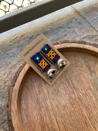 BLUE RECTANGLE BOHO EARRINGS HANDMADEAHOLIC BY MISHKA