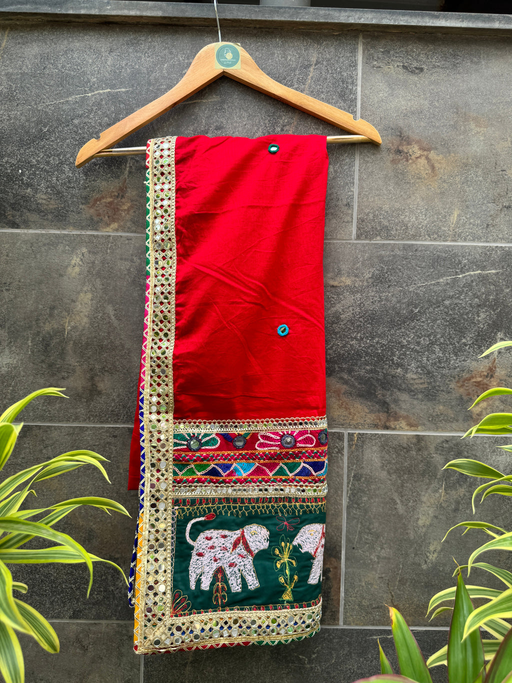 RED VARAJANA DUPATTA HANDMADEAHOLIC BY MISHKA