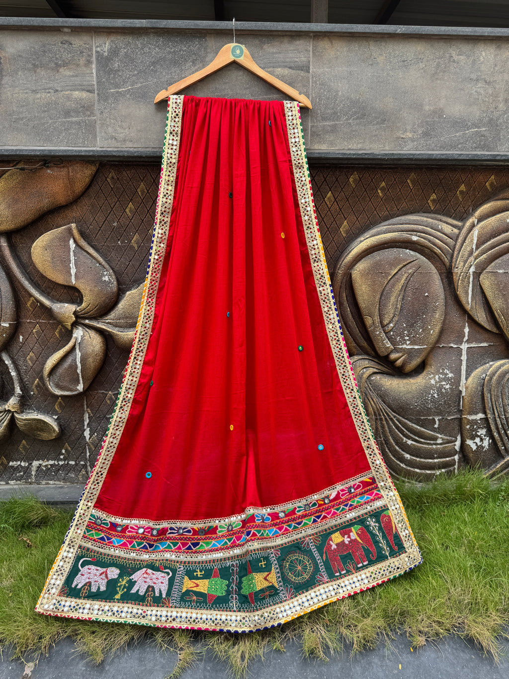 RED VARAJANA DUPATTA HANDMADEAHOLIC BY MISHKA