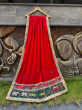 RED VARAJANA DUPATTA HANDMADEAHOLIC BY MISHKA