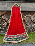 RED VARAJANA DUPATTA HANDMADEAHOLIC BY MISHKA