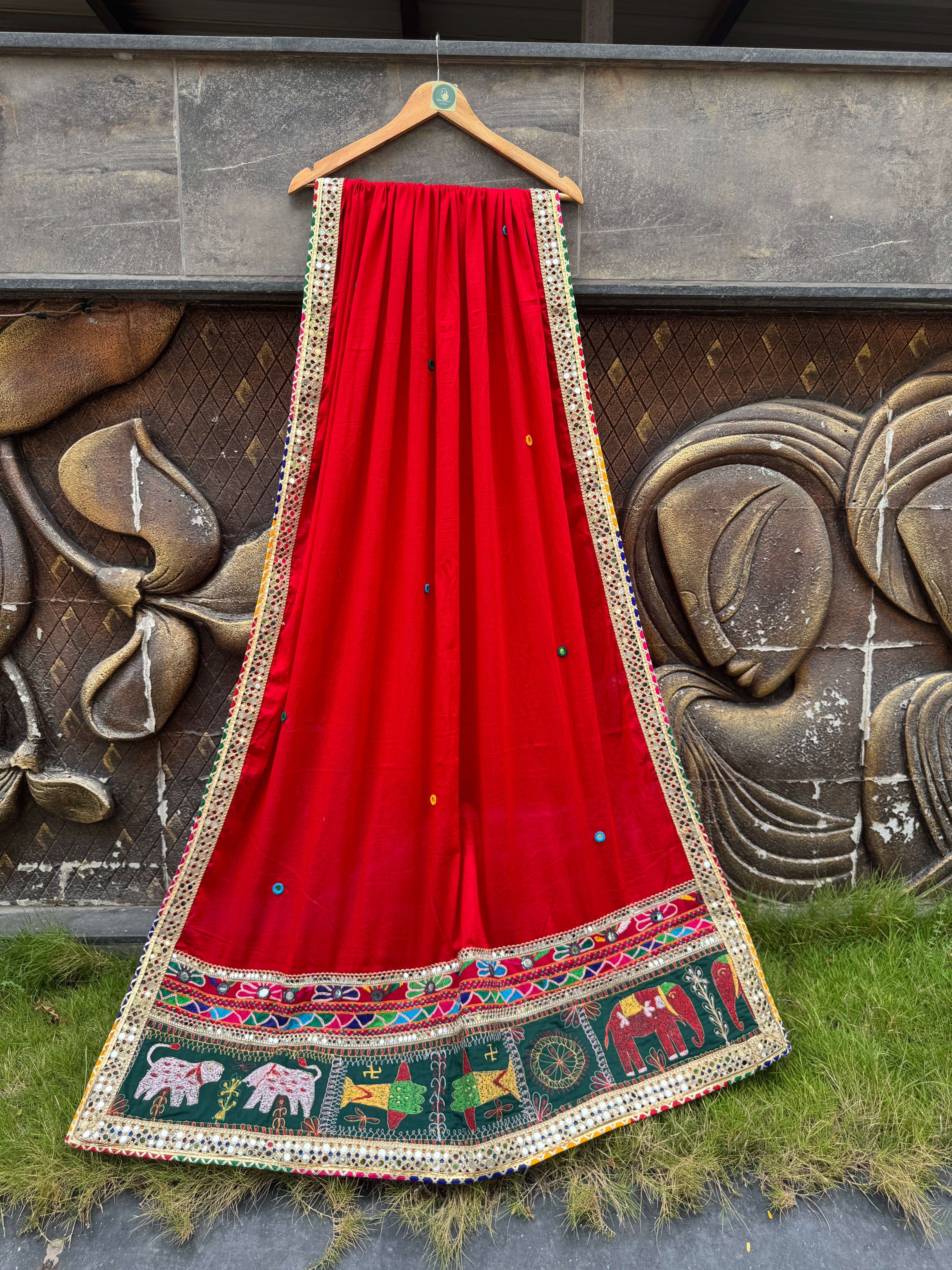 RED VARAJANA DUPATTA HANDMADEAHOLIC BY MISHKA