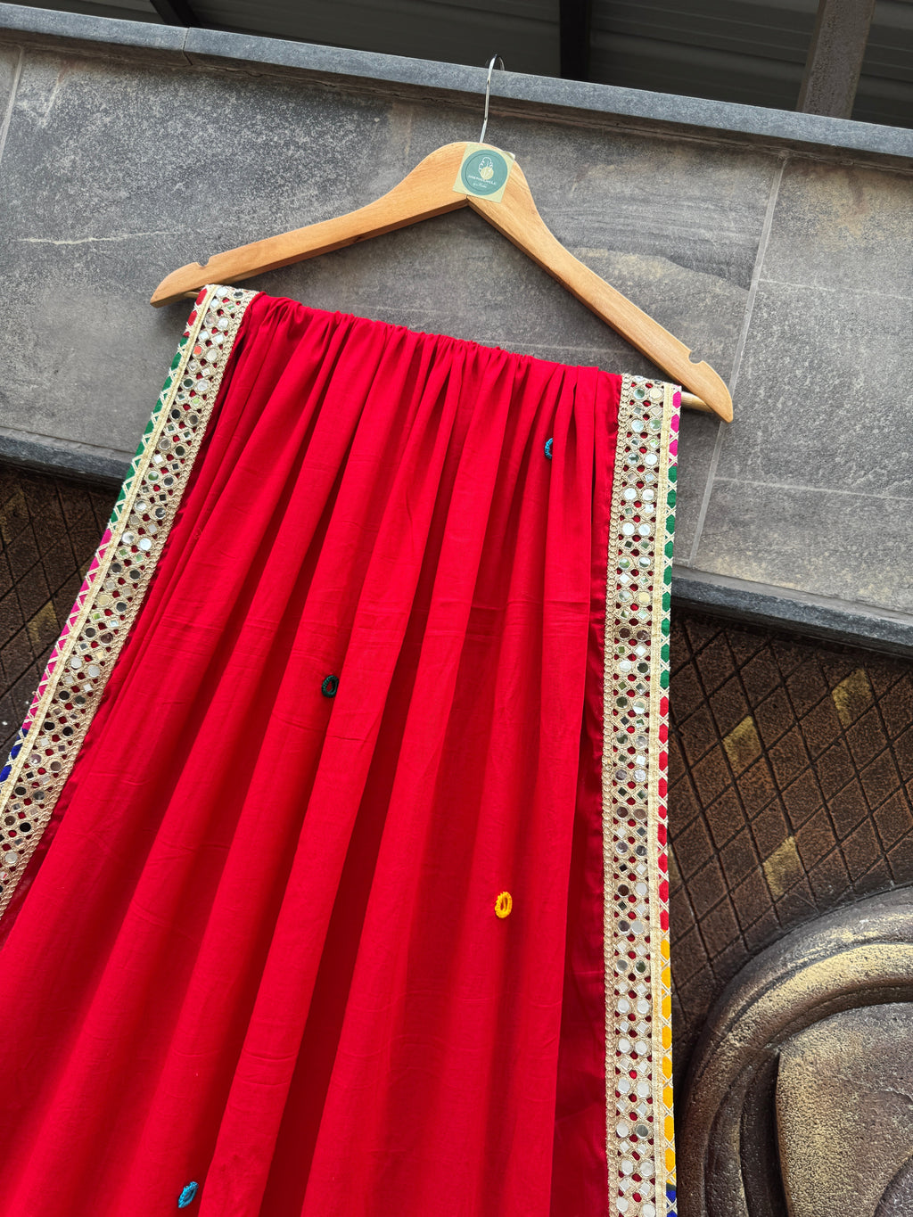 RED VARAJANA DUPATTA HANDMADEAHOLIC BY MISHKA
