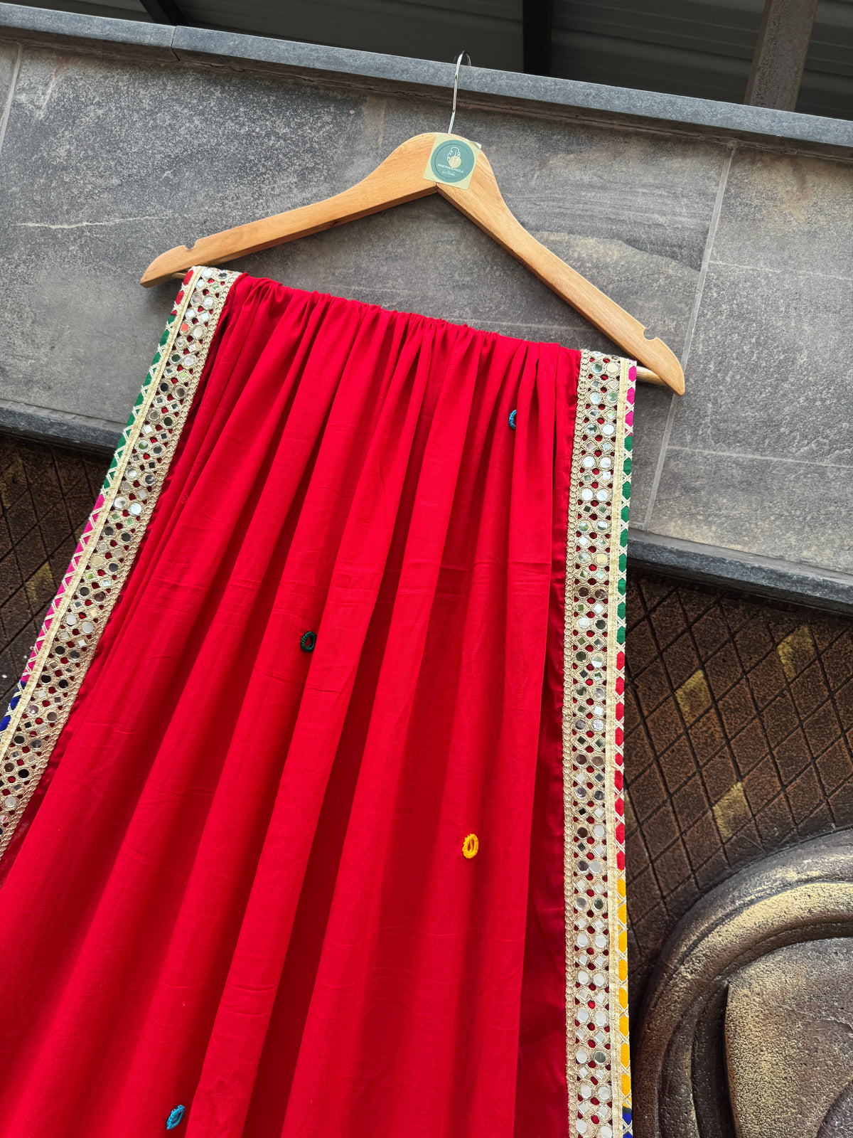 RED VARAJANA DUPATTA HANDMADEAHOLIC BY MISHKA