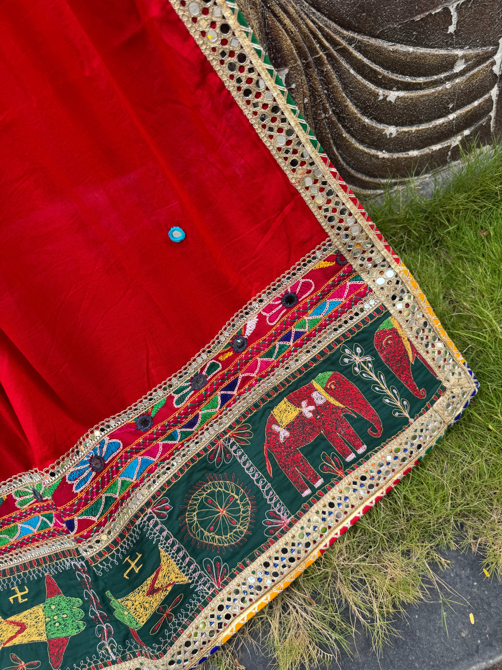 RED VARAJANA DUPATTA HANDMADEAHOLIC BY MISHKA