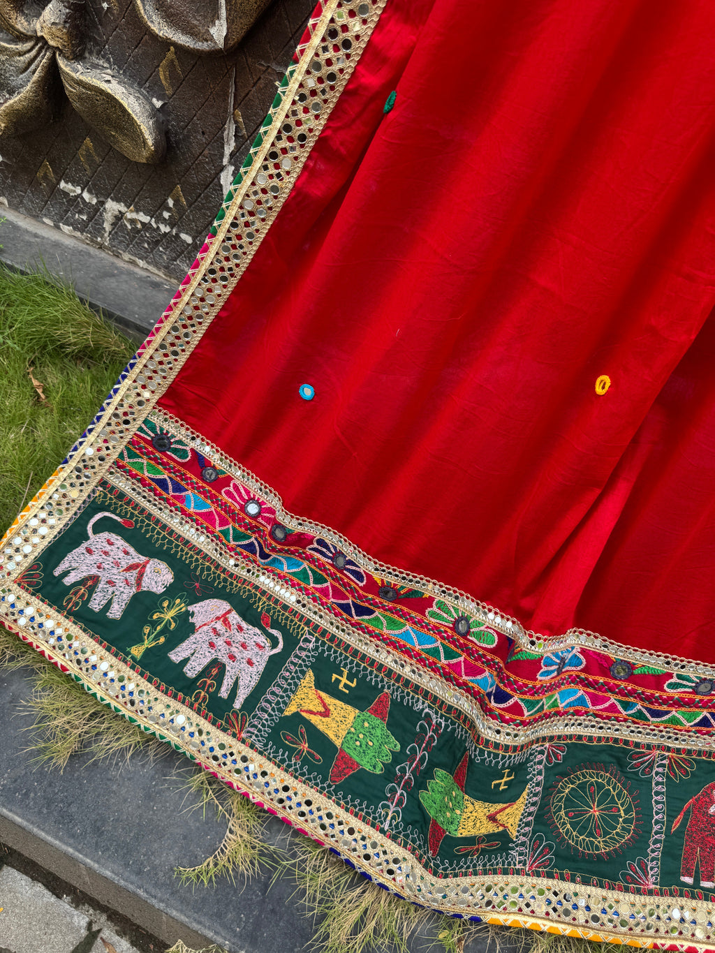RED VARAJANA DUPATTA HANDMADEAHOLIC BY MISHKA