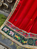 RED VARAJANA DUPATTA HANDMADEAHOLIC BY MISHKA