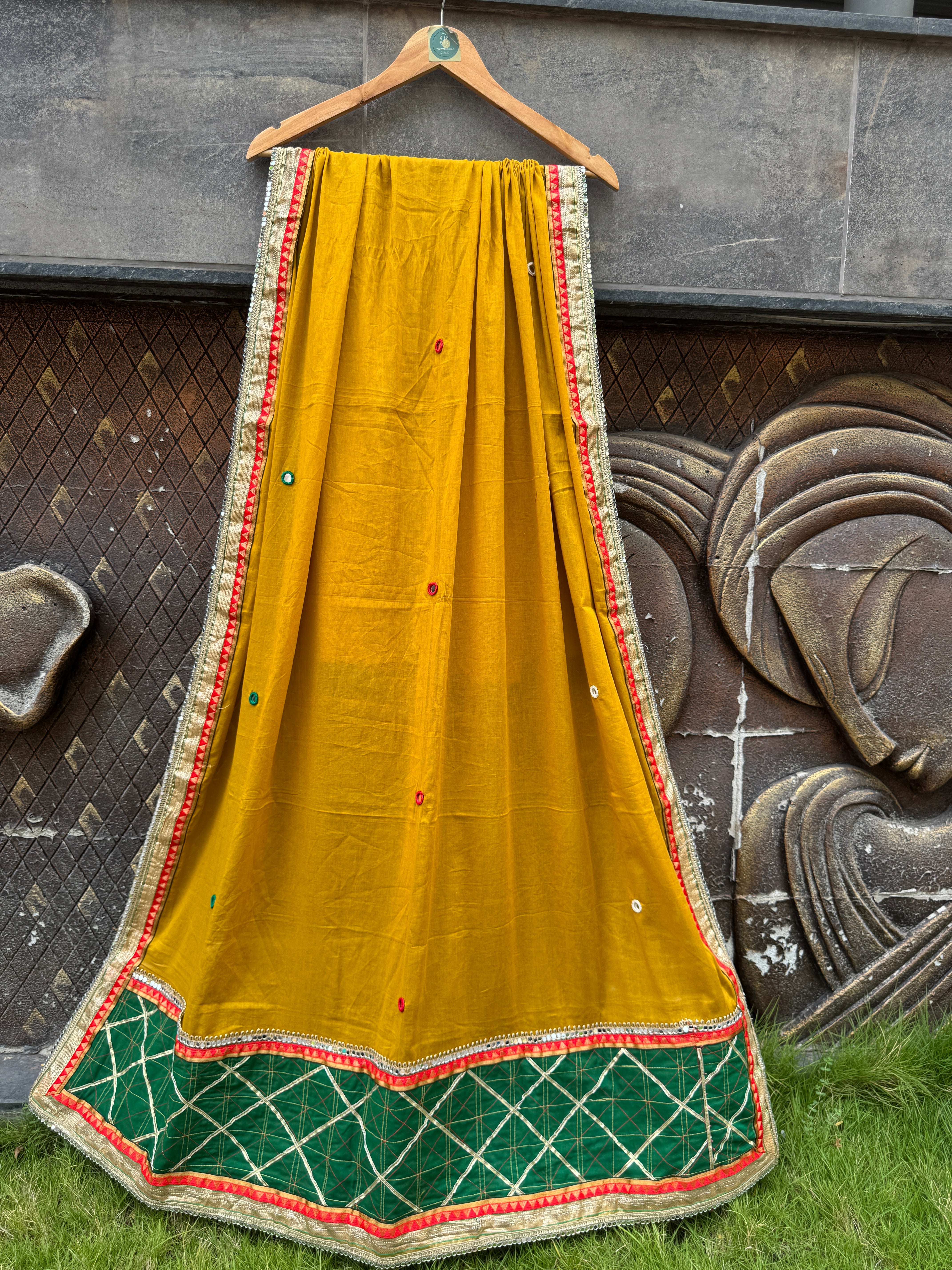 Mustard Varajana Mulmul Cotton Dupatta HANDMADEAHOLIC BY MISHKA