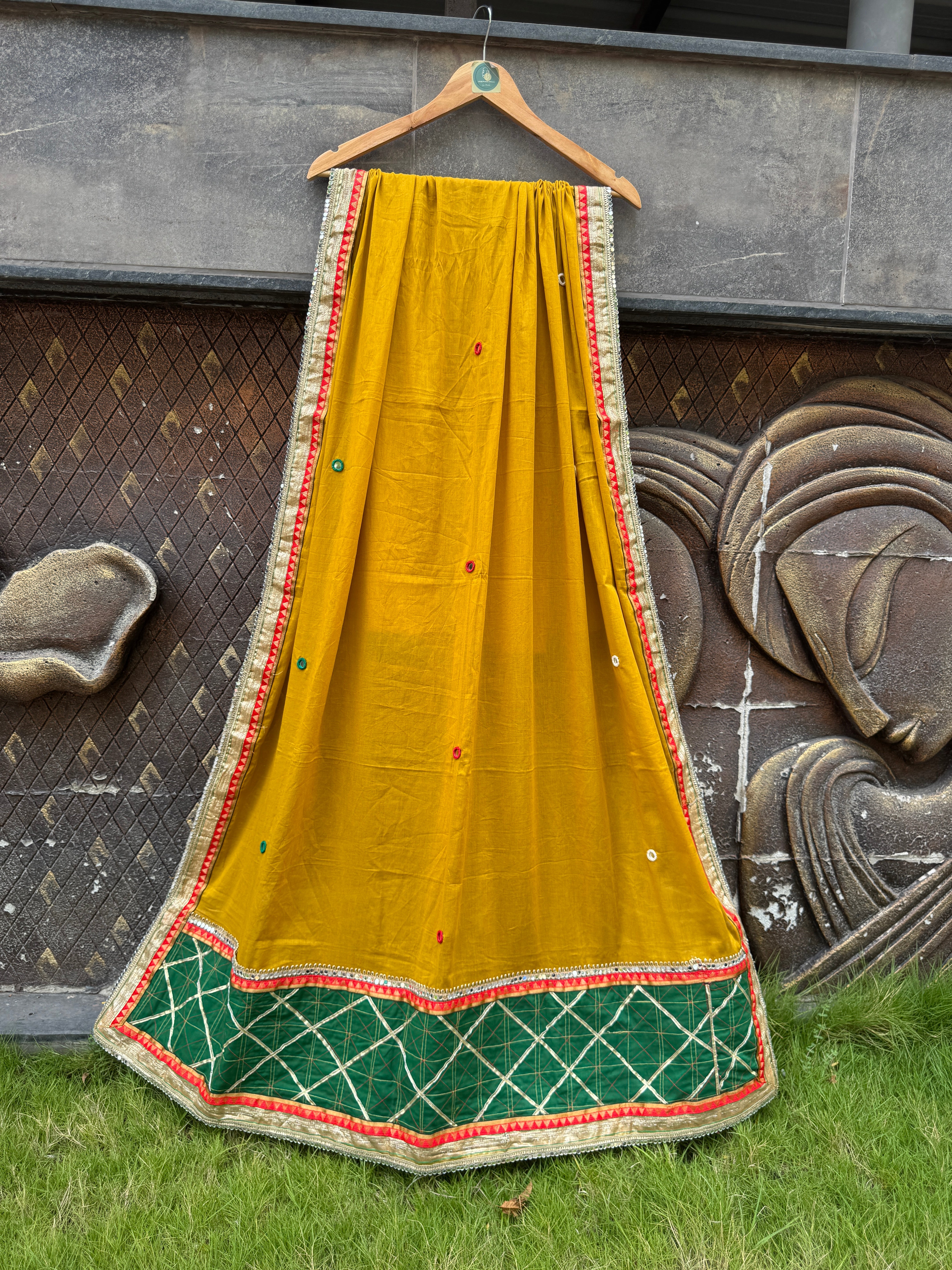 Mustard Varajana Mulmul Cotton Dupatta HANDMADEAHOLIC BY MISHKA