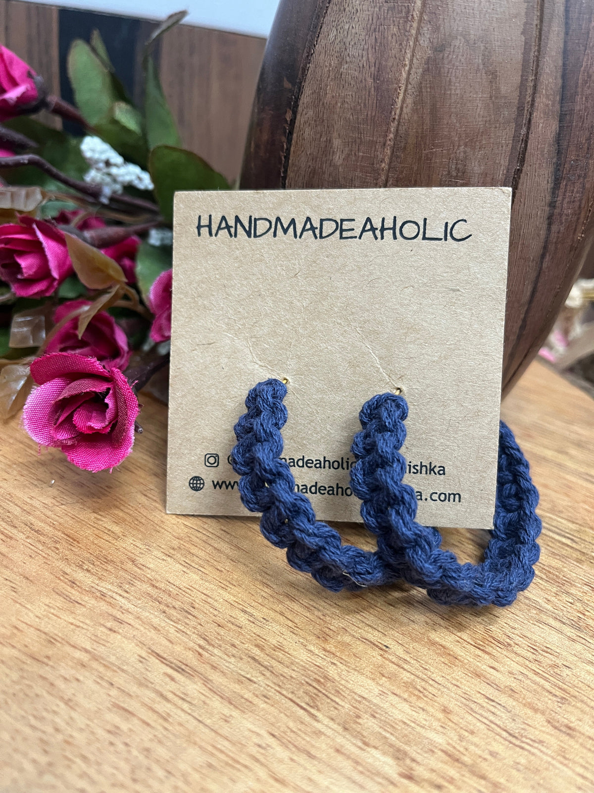 BLUE BOX MACRAME EARRING HANDMADEAHOLIC BY MISHKA