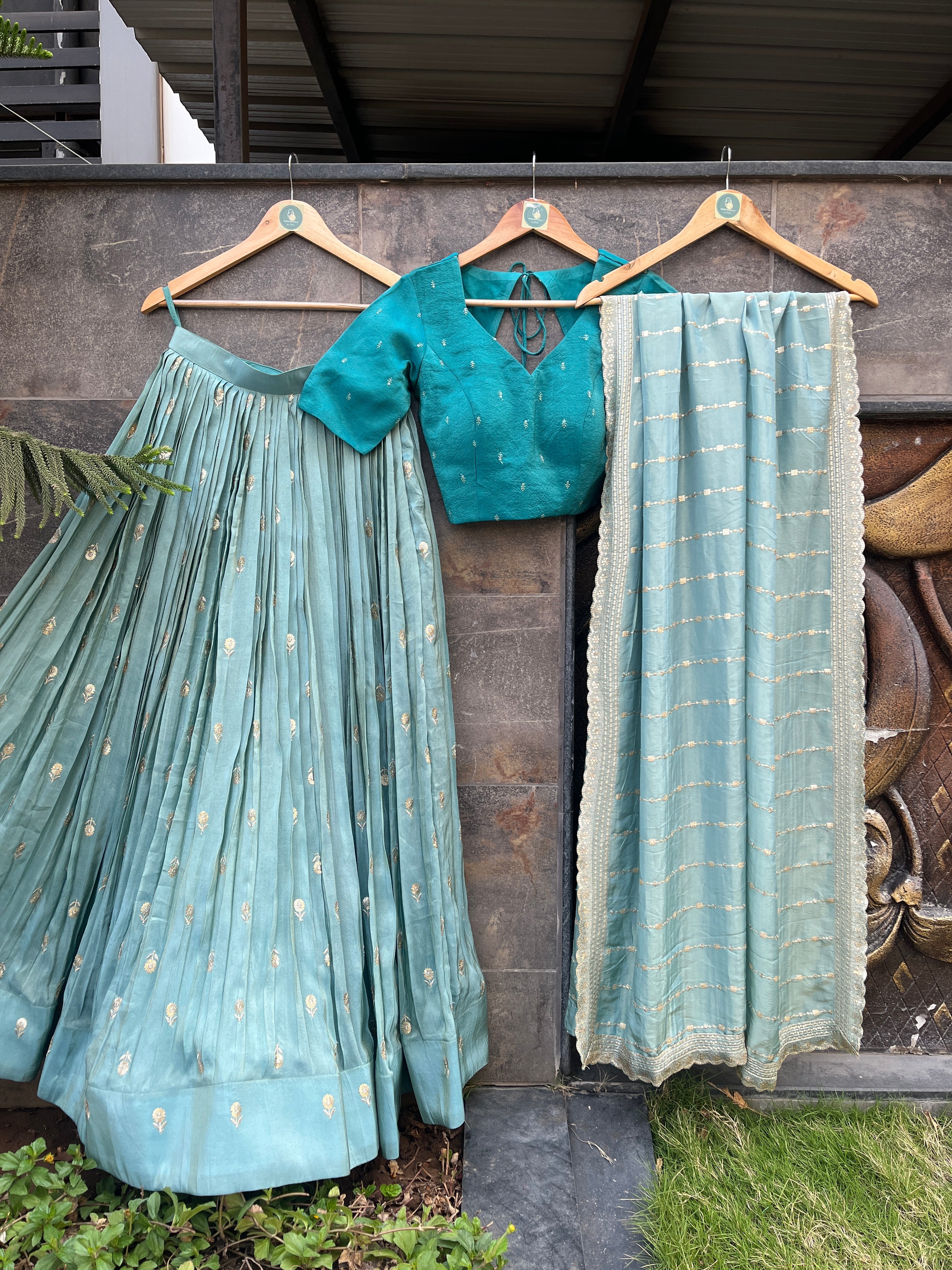 PASTEL BANARASI SILK CHANIYA CHOLI HANDMADEAHOLIC BY MISHKA