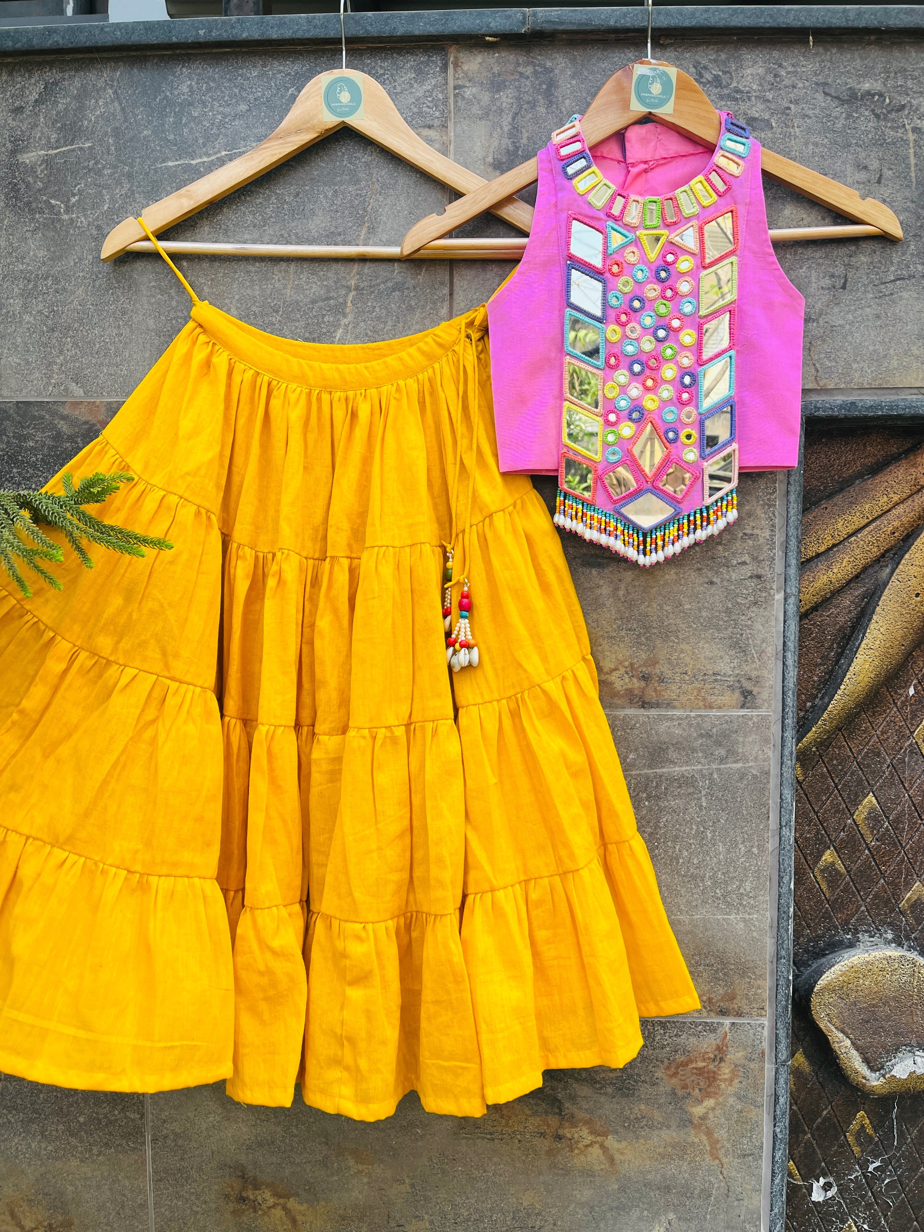 YELLOW PINK CHOLI HANDMADEAHOLIC BY MISHKA