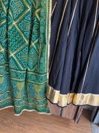 GREEN BANDHANI WITH BLACK CHANIYA CHOLI HANDMADEAHOLIC BY MISHKA
