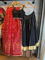 RED BANDHANI WITH BLACK CHANIYA CHOLI HANDMADEAHOLIC BY MISHKA