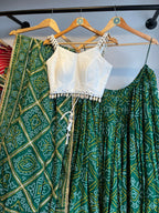GREEN BANDHANI CHANIYA CHOLI HANDMADEAHOLIC BY MISHKA
