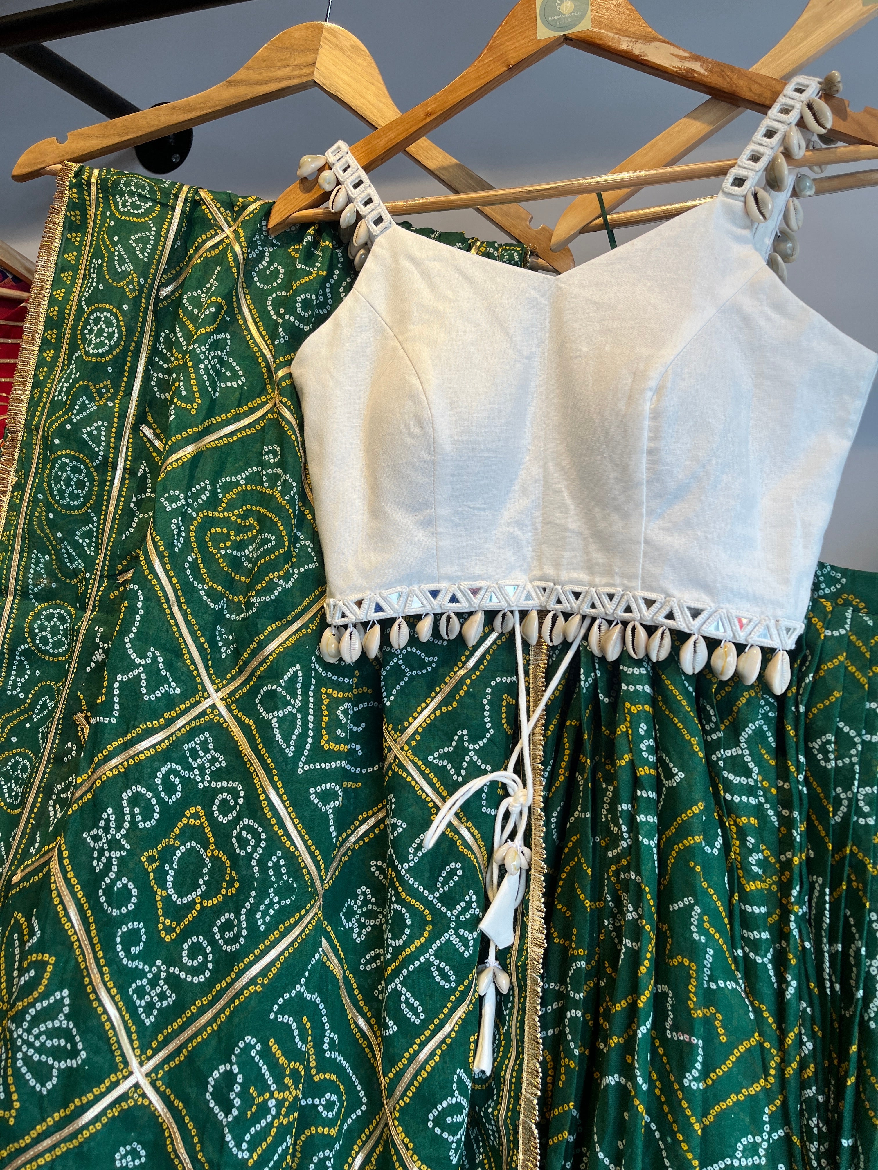 GREEN BANDHANI CHANIYA CHOLI HANDMADEAHOLIC BY MISHKA